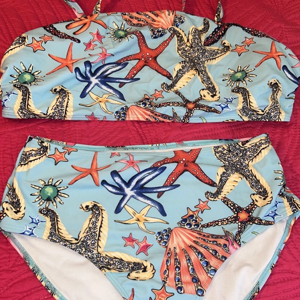 Colorful Starfish and Seashell Bikini Set